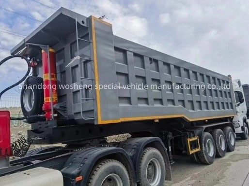 Semi-aanhangwagen 50-80 ton Hydraulische 3 as 4 as 5 as kantelend kantelend kantelend achterste dumptruck aanhangwagen