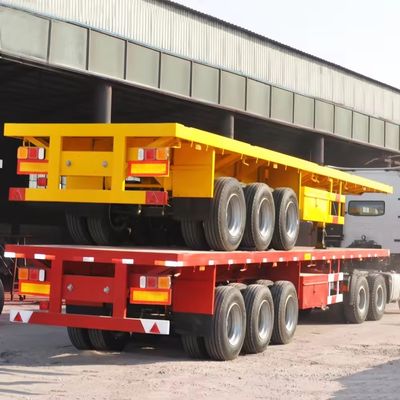 Truck 3 Assen 40 Ft Container Halve aanhangwagen Flat Bed Halve aanhangwagen met luchtophanging