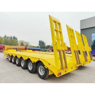 Air Drum Brake 4 Axle 60 70 80 Tons Lowbed Semi Trailer voor het vervoer van zware machines