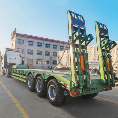 120T capaciteit laag bed vrachtwagen half aanhangwagen hanger lucht of mechanische met garantie