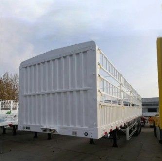 Op maat gemaakte 3 assen veestapel hek Halve vrachtwagen aanhangwagen met 10 lagen bladveer