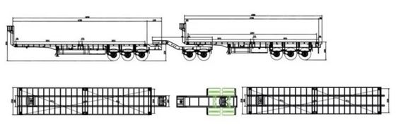 20FT 40FT Double Link Flatbed Semi Truck Trailer met en AIR/Mechanical Suspension