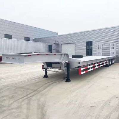 3 of 4 asselige half-aanhanger met een laag laagbed met een capaciteit van 60-100 ton en een platbed van staal