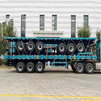 3 assen 20FT 40FT Container Chassis Flat Bed Semi Truck Trailer met staalmateriaal