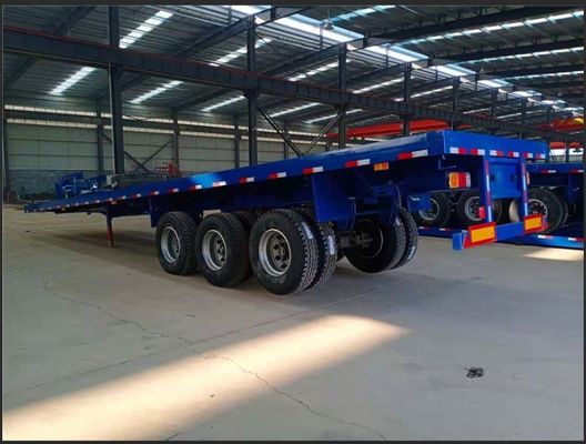 50 ton laadvermogen Halve aanhangwagen 3 as 40 ton platte aanhangwagen met Q345b hoofdstraal