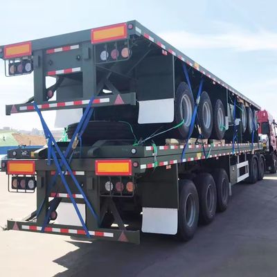 50 ton laadvermogen Halve aanhangwagen 3 as 40 ton platte aanhangwagen met Q345b hoofdstraal