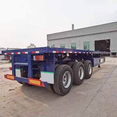 50 ton laadvermogen Halve aanhangwagen 3 as 40 ton platte aanhangwagen met Q345b hoofdstraal