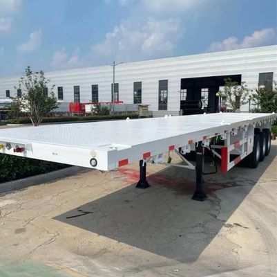 Op maat gemaakte 3 assen 40ft container plat bed Semi-truck trailers met maximale lading 100tons