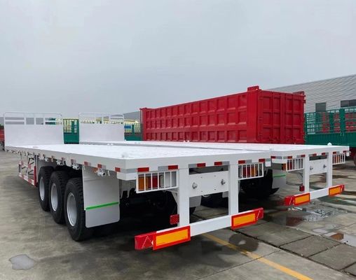 Op maat gemaakte 3 assen 40ft container plat bed Semi-truck trailers met maximale lading 100tons
