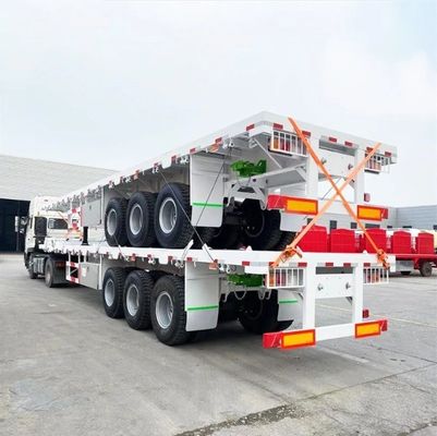 Op maat gemaakte 3 assen 40ft container plat bed Semi-truck trailers met maximale lading 100tons