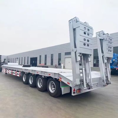 Vervoer zwaar materieel 4 assen Dubbele hydraulische ladder laag bed half-aanhanger