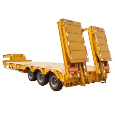 Tri-axel laaggelegen half-aanhanger met dubbele hydraulische ladder en bladveervering