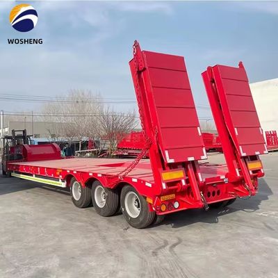 Truck Trailer 3 Assen 40ft Low Bed Semi Trailer voor het vervoer van zware voertuigen