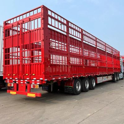 Trucktrailer voor het vervoer van vee 3 assen 20-40 ton Hoge hek Halve aanhangwagen