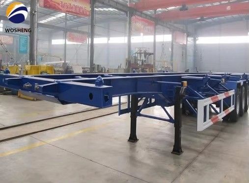 WOSHENG Tri-Axle 40FT 3 axles 40 ton laadchassis Skelet Halve aanhanger met materialen