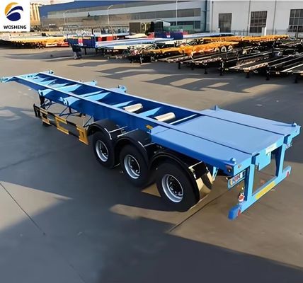 WOSHENG Tri-Axle 40FT 3 axles 40 ton laadchassis Skelet Halve aanhanger met materialen