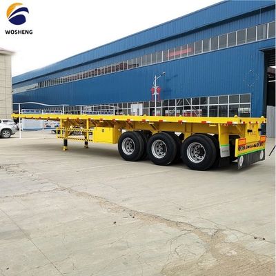 Transport van zware machines met staal 3 assen platte trailers en mechanische ophanging