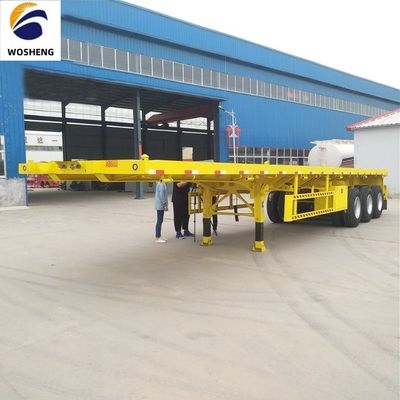 Transport van zware machines met staal 3 assen platte trailers en mechanische ophanging