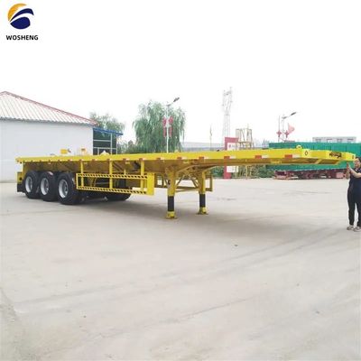 Transport van zware machines met staal 3 assen platte trailers en mechanische ophanging