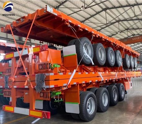 40ft platte aanhangwagen 3 as container vrachtwagen met dubbele banden 12400*2610*1550mm staal