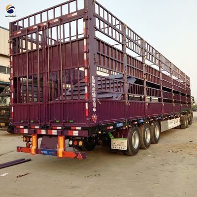 Wosheng 3-assen 20-50T veeteelt hoog hek half-trailer voor groentenvervoer
