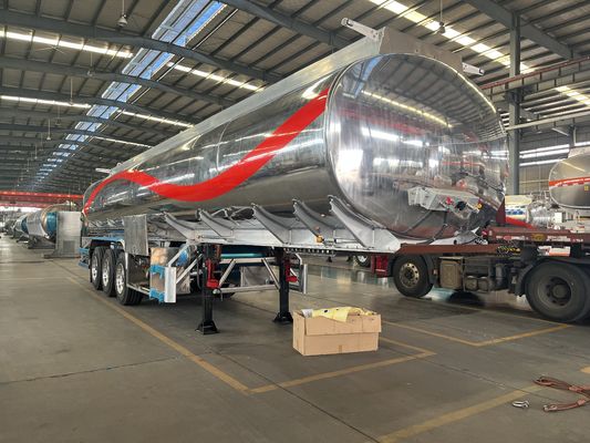 Direct verkoop 42cbm roestvrij staal brandstoftank Halve aanhangwagen met 28 ton landingsgestel