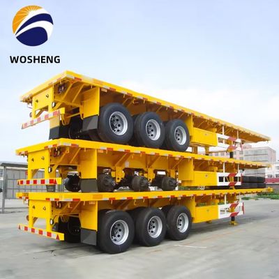 Professionele 3-assige 40ft flatbed container vrachtwagen aanhanger met een laadcapaciteit van 50 ton