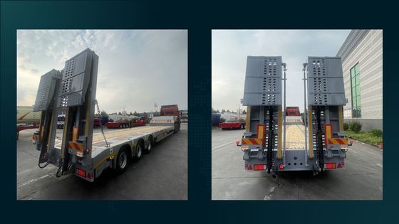 Luchtophanging 3 assen 40-80 ton staal laagbed half-aanhanger voor graafmachines en dozers