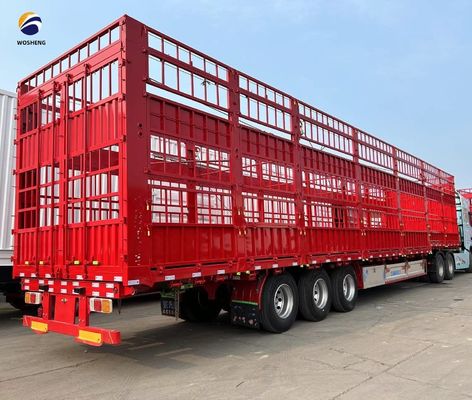 Hoofdbalk Q345B/T700 Halve aanhangwagen met hoog hek voor het vervoer van vee en koeien