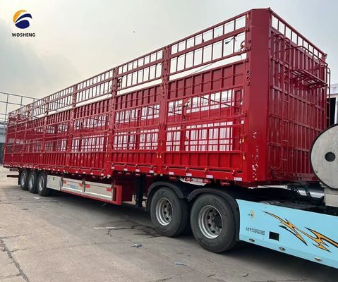 Hoofdbalk Q345B/T700 Halve aanhangwagen met hoog hek voor het vervoer van vee en koeien