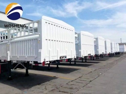 12.4m Lengte 50T 3 As zijplaat zijheining zijde Semi-trailer met mechanische ophanging