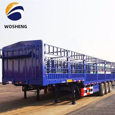 12.4m Lengte 50T 3 As zijplaat zijheining zijde Semi-trailer met mechanische ophanging