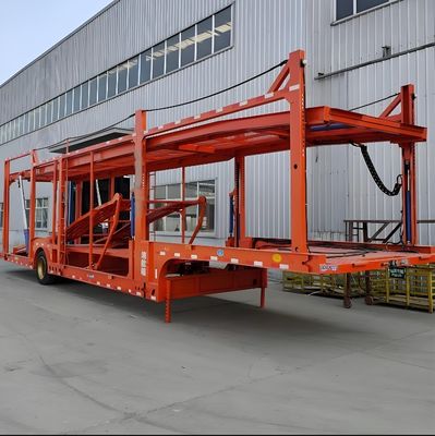 2 assen dubbeldek voertuig auto drager half aanhangwagen voor het vervoer van auto's 12R22.5 banden
