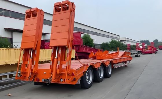 Laagbed Container Trailer voor 40T-100T ladingen 13/16/20 ton As Q345B / T700 Staalbalk