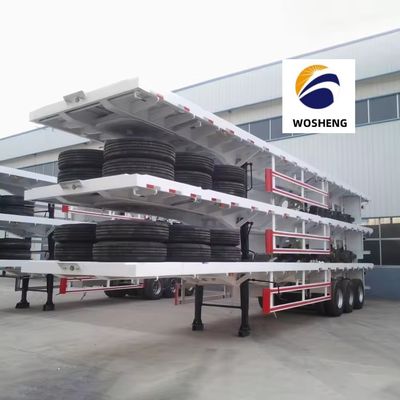 Q345b Hoofdbalk 3 Assen 20ft 40ft Container Transport 60-100Tons Flatbed Flatbed Truck Semi-trailer