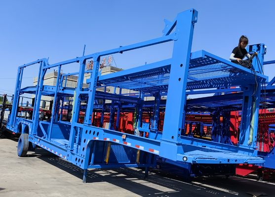 Maximaal laadvermogen 30000 kg Staal overland dubbeldek halve aanhangwagens voor transport van vrachtwagens