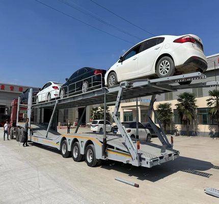 2 assen auto drager aanhangwagen dubbeldek auto transport half aanhangwagen met ABS rem systeem