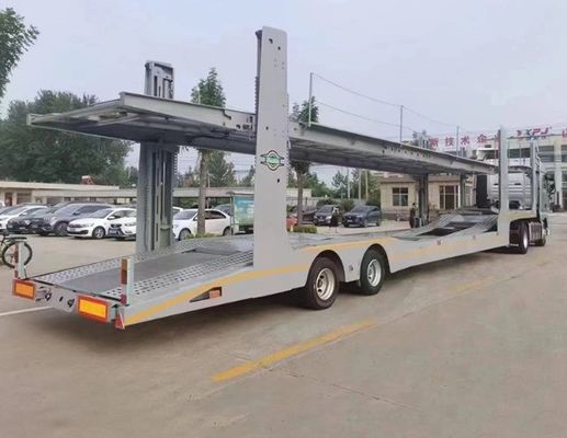 2 assen auto drager aanhangwagen dubbeldek auto transport half aanhangwagen met ABS rem systeem
