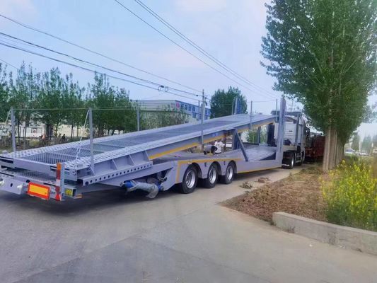 2 assen auto drager aanhangwagen dubbeldek auto transport half aanhangwagen met ABS rem systeem