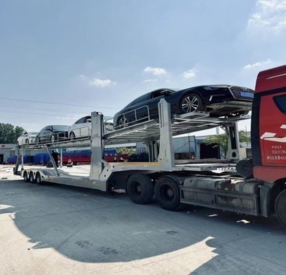 2 assen auto drager aanhangwagen dubbeldek auto transport half aanhangwagen met ABS rem systeem