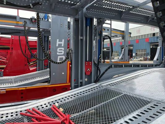 Aanpasbare auto-aanhangwagendrager met hydraulisch hefmechanisme en handmatig hefwerk