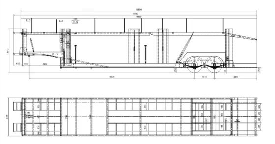 Truck Trailer 3 axle Double Deck Vehicle Car Car Carrier Halve aanhanger met handmatig tillen